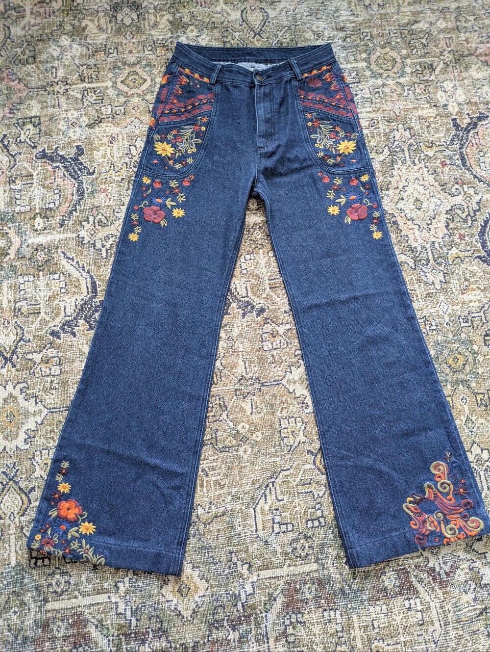 Spell & The Gypsy Collective Wanderlust Love Child Embroidered Flare Jeans - Picture 2 of 7